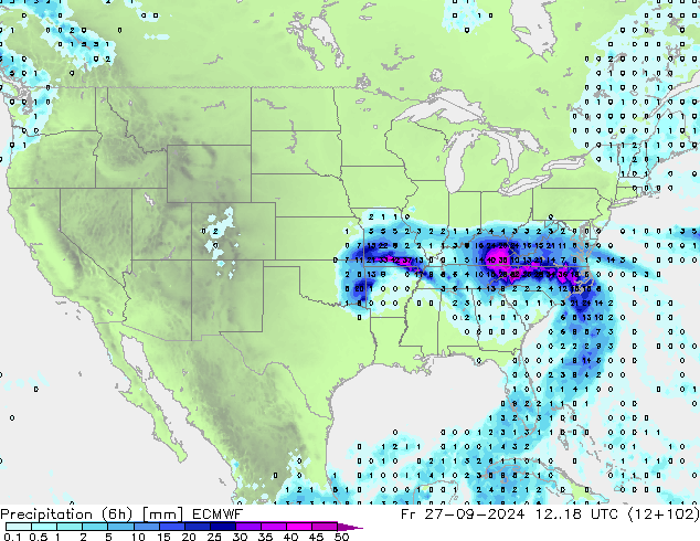 Z500/Rain (+SLP)/Z850 ECMWF Fr 27.09.2024 18 UTC