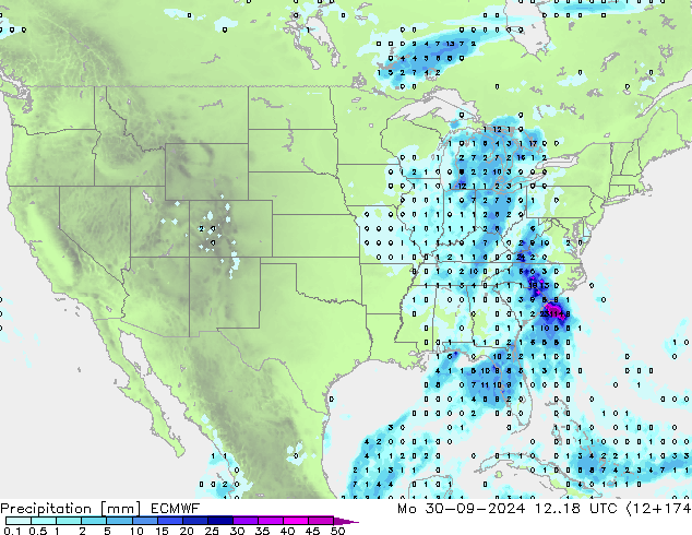 Precipitation ECMWF Mo 30.09.2024 18 UTC