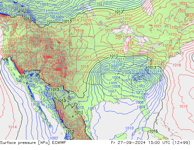 Surface pressure ECMWF Fr 27.09.2024 15 UTC