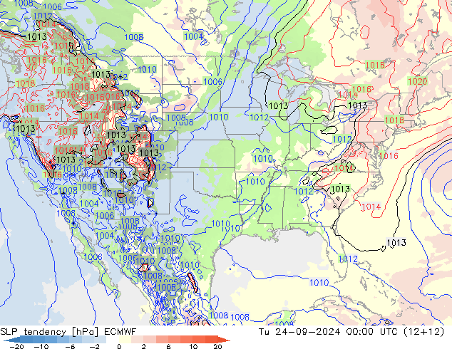 Tendance de pression  ECMWF mar 24.09.2024 00 UTC