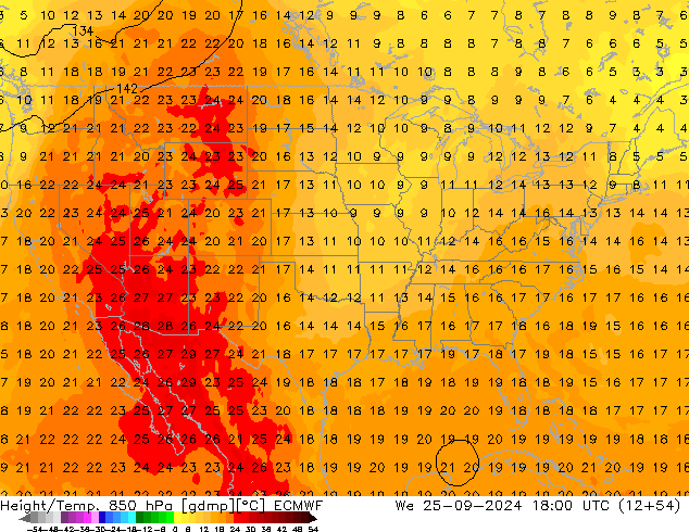 Z500/Rain (+SLP)/Z850 ECMWF mer 25.09.2024 18 UTC