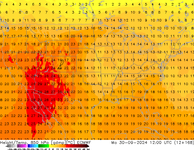 Height/Temp. 850 hPa ECMWF Mo 30.09.2024 12 UTC