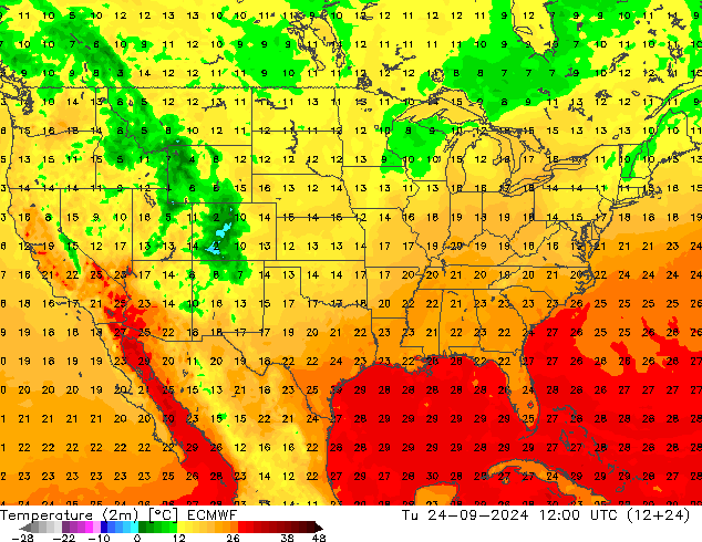 Temperatura (2m) ECMWF mar 24.09.2024 12 UTC