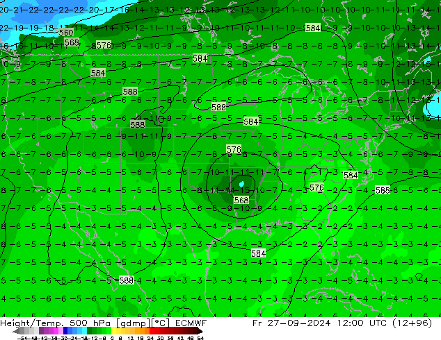 Z500/Rain (+SLP)/Z850 ECMWF  27.09.2024 12 UTC