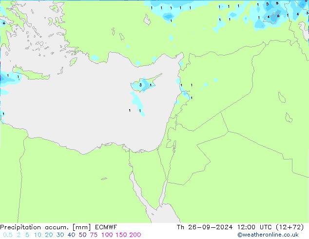 Précipitation accum. ECMWF jeu 26.09.2024 12 UTC