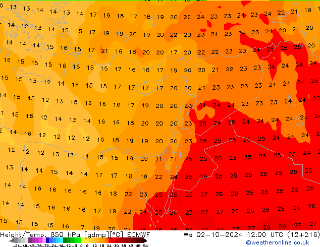 Z500/Rain (+SLP)/Z850 ECMWF mié 02.10.2024 12 UTC