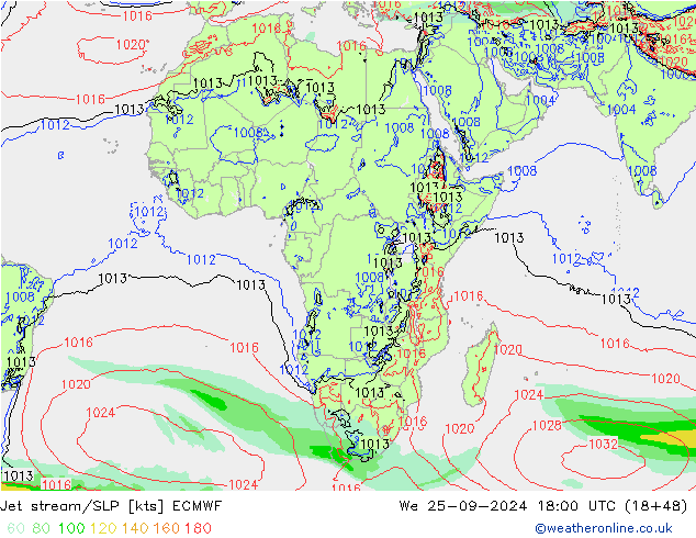 Jet stream/SLP ECMWF We 25.09.2024 18 UTC