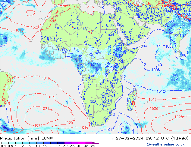 осадки ECMWF пт 27.09.2024 12 UTC