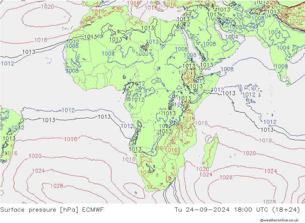 Presión superficial ECMWF mar 24.09.2024 18 UTC