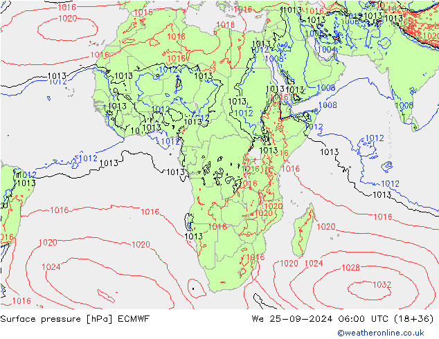 приземное давление ECMWF ср 25.09.2024 06 UTC