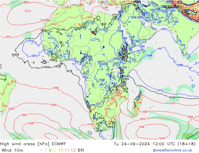 High wind areas ECMWF Tu 24.09.2024 12 UTC