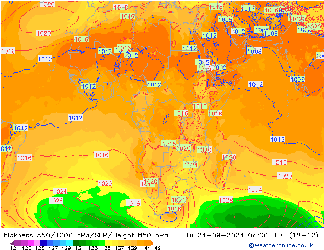 Thck 850-1000 hPa ECMWF wto. 24.09.2024 06 UTC