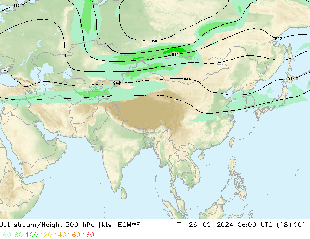 Jet stream/Height 300 hPa ECMWF Th 26.09.2024 06 UTC