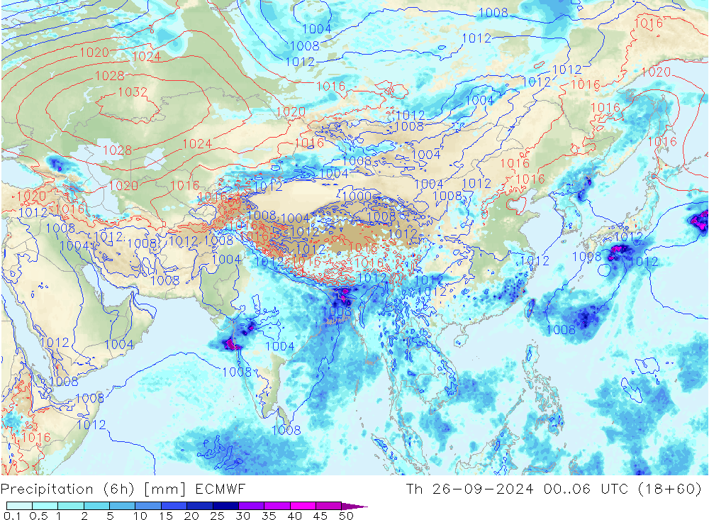 Z500/Rain (+SLP)/Z850 ECMWF чт 26.09.2024 06 UTC