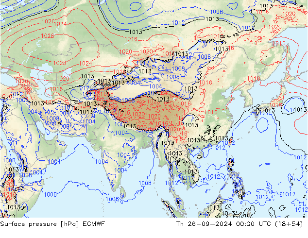 pressão do solo ECMWF Qui 26.09.2024 00 UTC