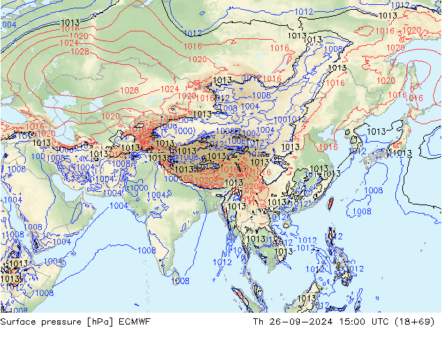 ciśnienie ECMWF czw. 26.09.2024 15 UTC