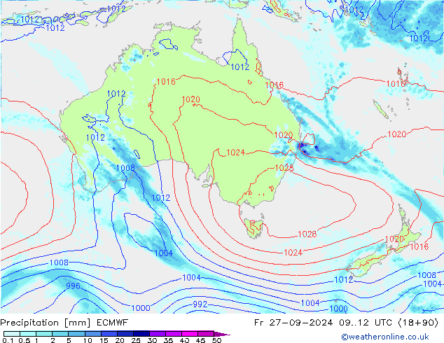 Precipitation ECMWF Fr 27.09.2024 12 UTC