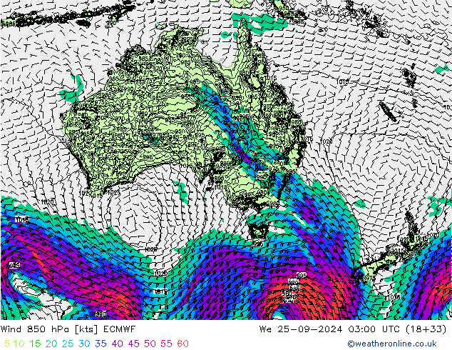 Viento 850 hPa ECMWF mié 25.09.2024 03 UTC