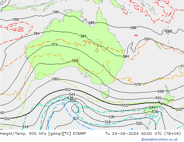 Z500/Rain (+SLP)/Z850 ECMWF вт 24.09.2024 00 UTC