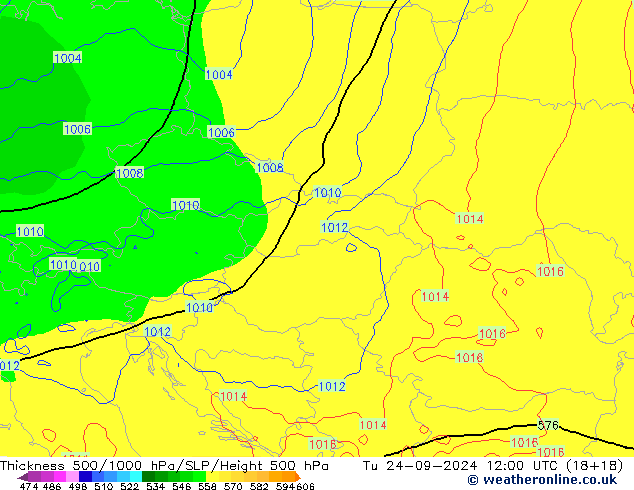 Schichtdicke 500-1000 hPa ECMWF Di 24.09.2024 12 UTC