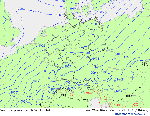 pression de l'air ECMWF mer 25.09.2024 15 UTC