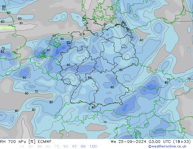 RV 700 hPa ECMWF wo 25.09.2024 03 UTC