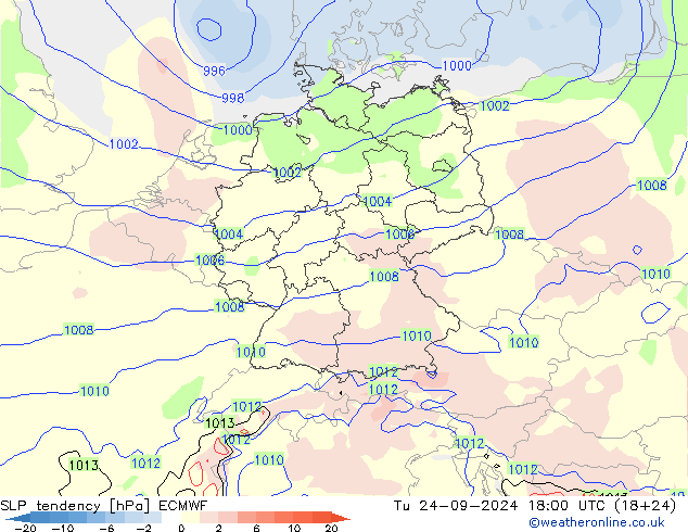 Drucktendenz ECMWF Di 24.09.2024 18 UTC