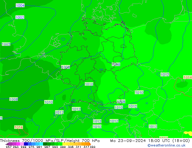 Thck 700-1000 hPa ECMWF Seg 23.09.2024 18 UTC