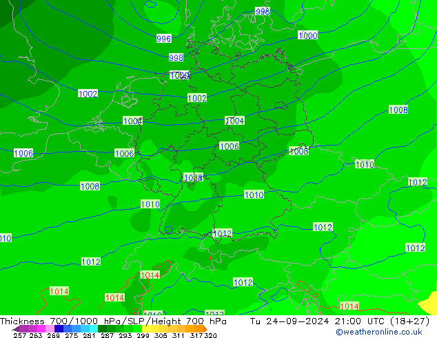 Thck 700-1000 hPa ECMWF mar 24.09.2024 21 UTC