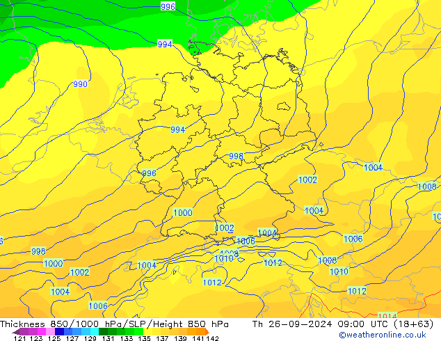 Thck 850-1000 hPa ECMWF Th 26.09.2024 09 UTC