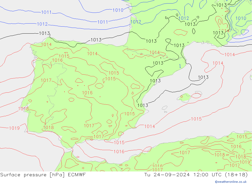 приземное давление ECMWF вт 24.09.2024 12 UTC