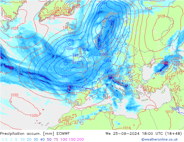 Nied. akkumuliert ECMWF Mi 25.09.2024 18 UTC