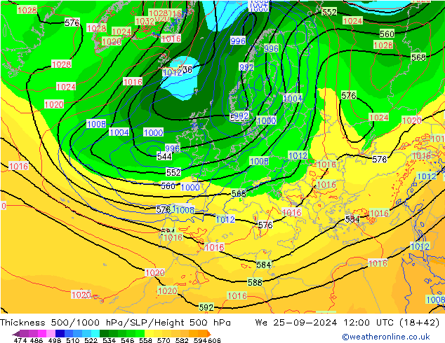 Thck 500-1000hPa ECMWF mer 25.09.2024 12 UTC