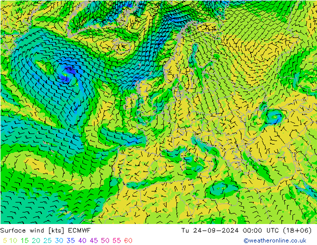 Vent 10 m ECMWF mar 24.09.2024 00 UTC