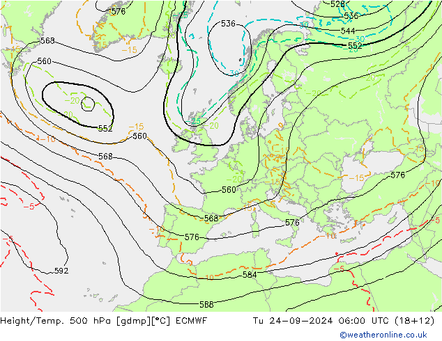 Z500/Rain (+SLP)/Z850 ECMWF Ter 24.09.2024 06 UTC