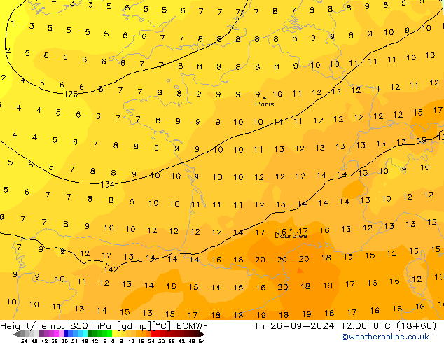 Z500/Yağmur (+YB)/Z850 ECMWF Per 26.09.2024 12 UTC