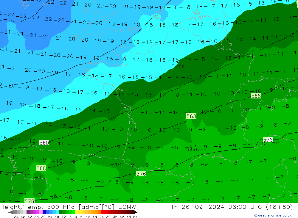 Z500/Rain (+SLP)/Z850 ECMWF jeu 26.09.2024 06 UTC