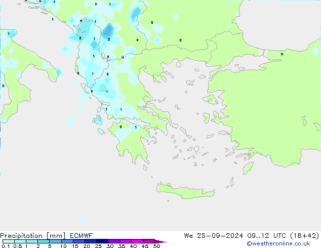 Precipitation ECMWF We 25.09.2024 12 UTC