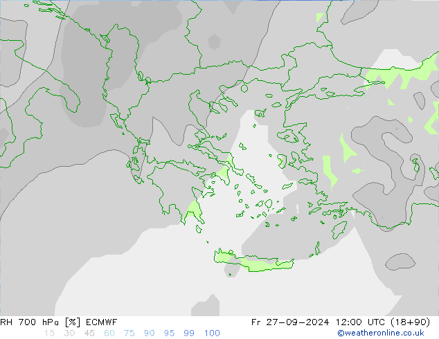 RH 700 hPa ECMWF pt. 27.09.2024 12 UTC