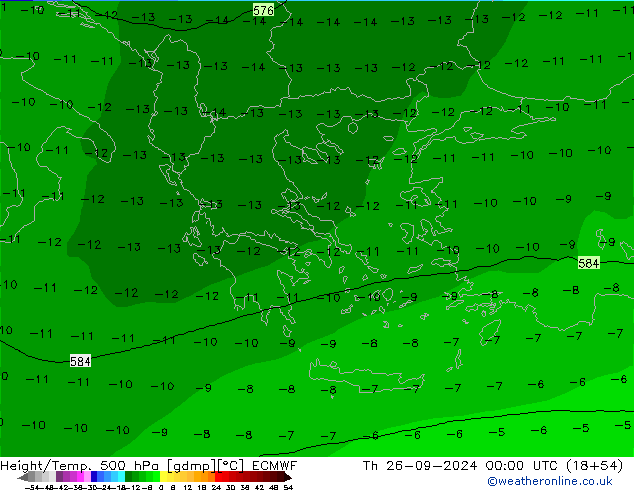 Z500/Rain (+SLP)/Z850 ECMWF gio 26.09.2024 00 UTC