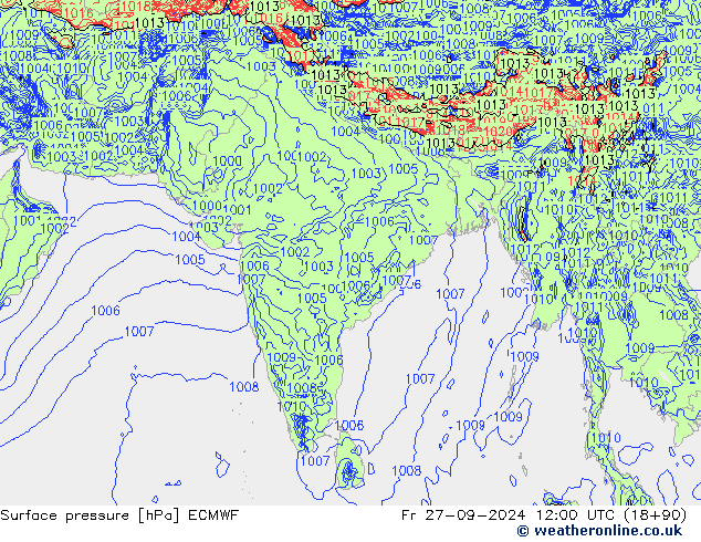 Atmosférický tlak ECMWF Pá 27.09.2024 12 UTC