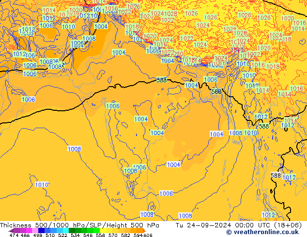 Thck 500-1000hPa ECMWF wto. 24.09.2024 00 UTC