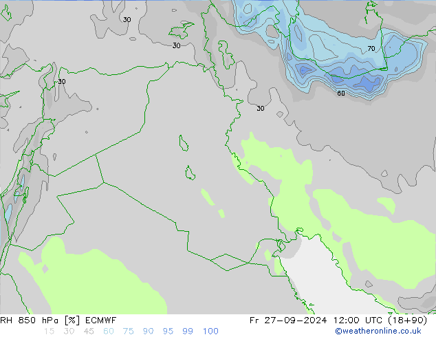 850 hPa Nispi Nem ECMWF Cu 27.09.2024 12 UTC