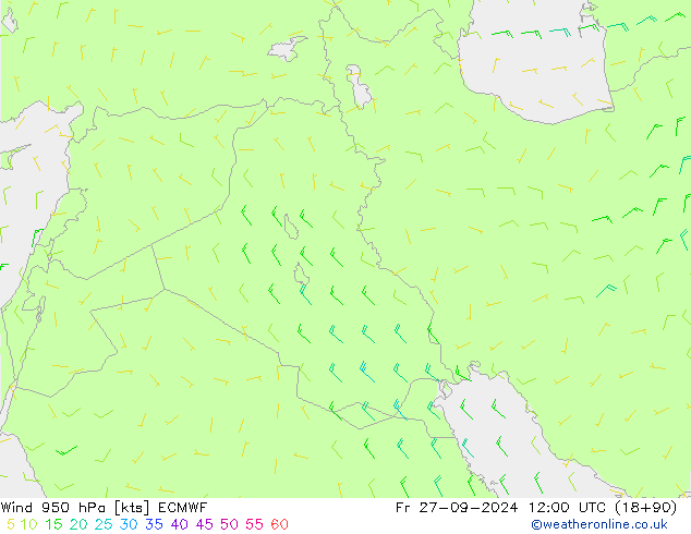 Wind 950 hPa ECMWF Fr 27.09.2024 12 UTC