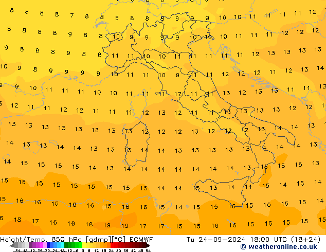 Z500/Rain (+SLP)/Z850 ECMWF Tu 24.09.2024 18 UTC