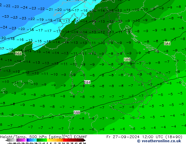 Z500/Rain (+SLP)/Z850 ECMWF пт 27.09.2024 12 UTC