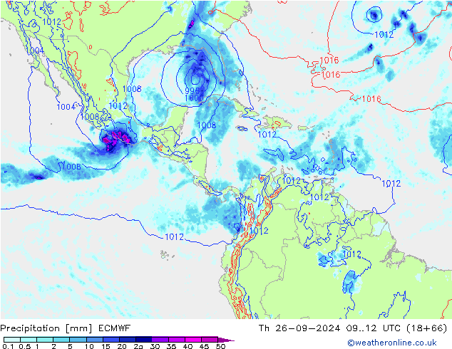 Precipitazione ECMWF gio 26.09.2024 12 UTC