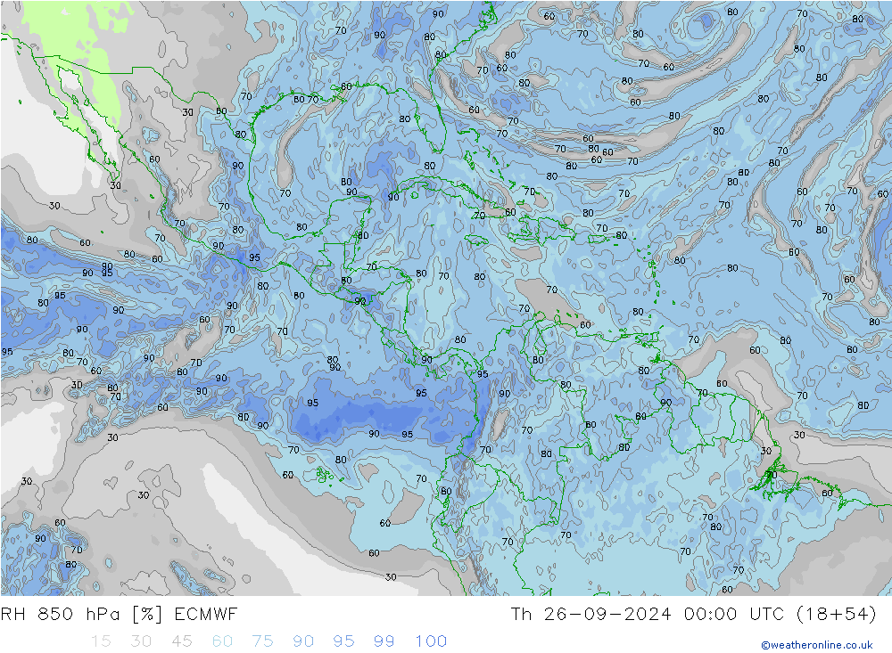 RV 850 hPa ECMWF do 26.09.2024 00 UTC