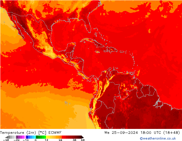 Temperature (2m) ECMWF We 25.09.2024 18 UTC