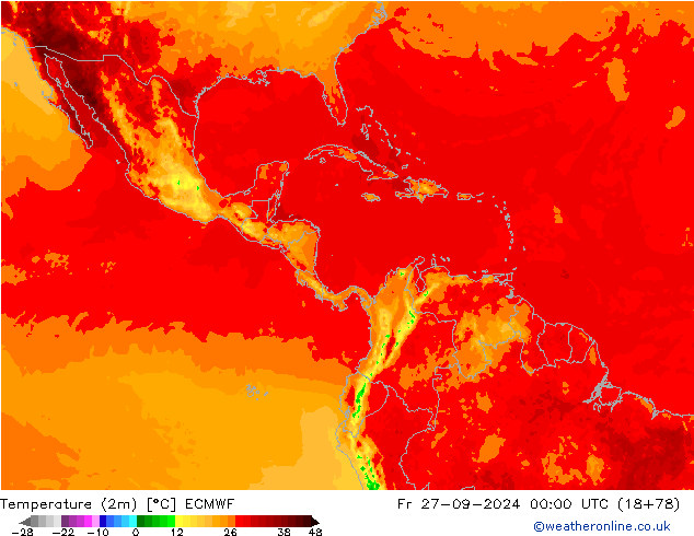 Temperature (2m) ECMWF Fr 27.09.2024 00 UTC